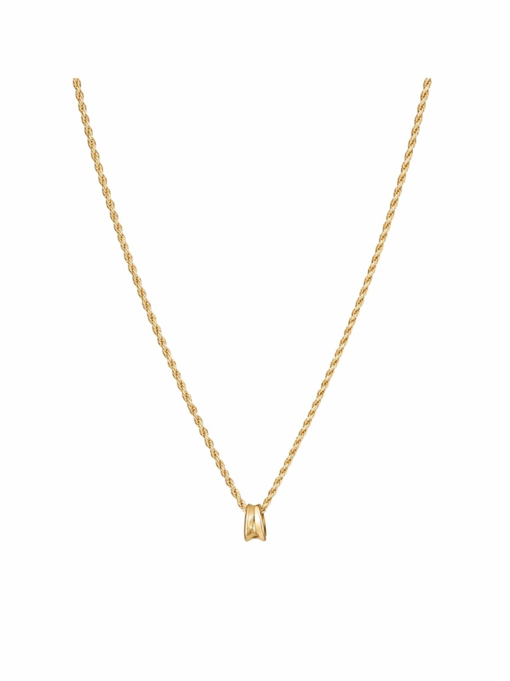 Korean Gold Style Rope Chain Necklace Elegant Minimal Pendant 20”